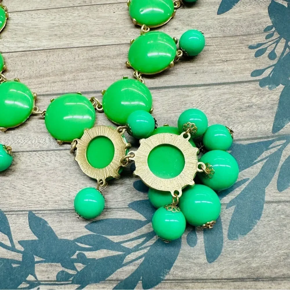 Gold Two Tone‎ Green Acrylic Bubble Necklace 26 In. B3